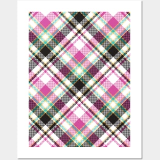 Cute Pink Green And Black Girly Tartan Plaid Posters and Art